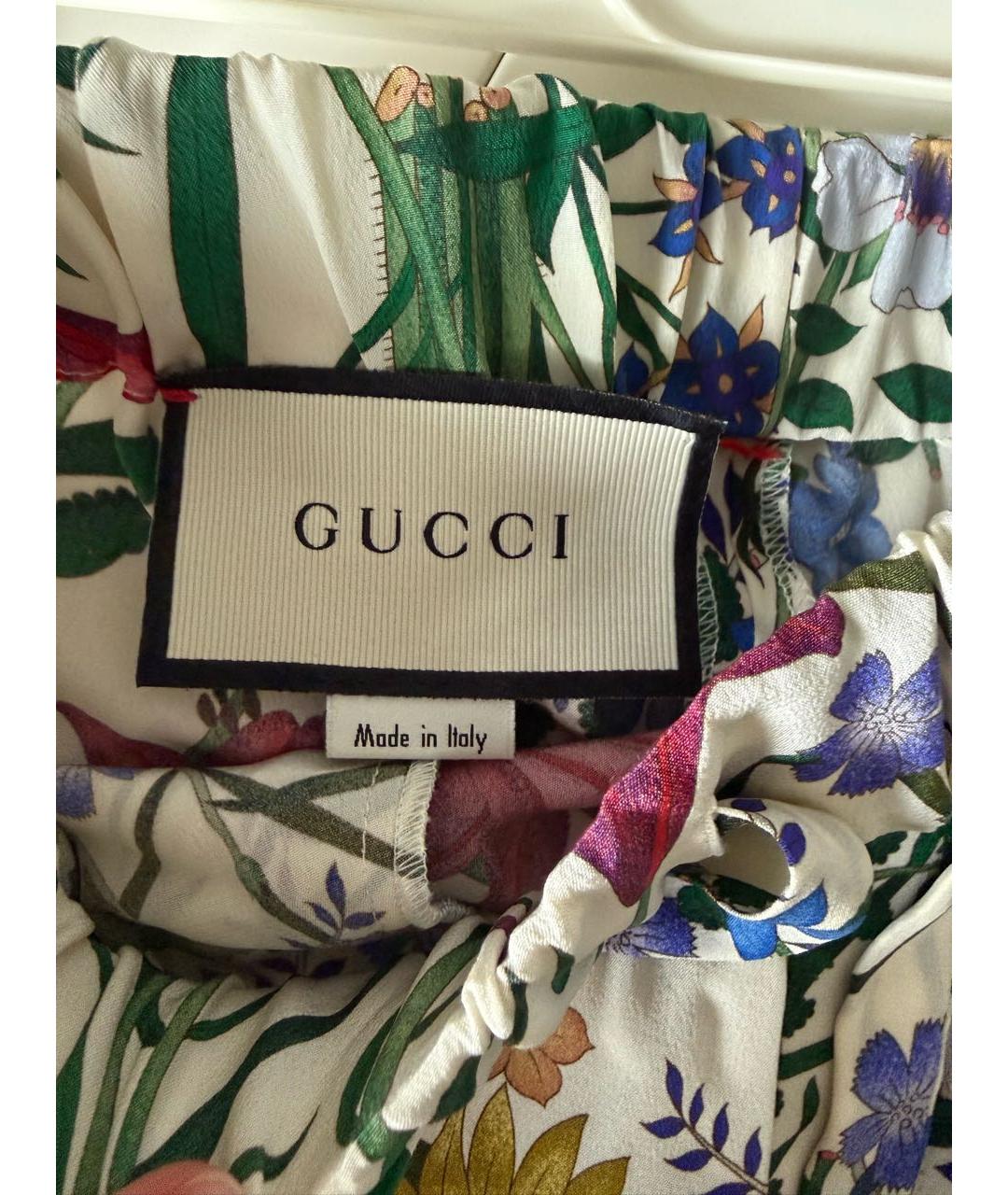 GUCCI Мульти шелковые прямые брюки, фото 3