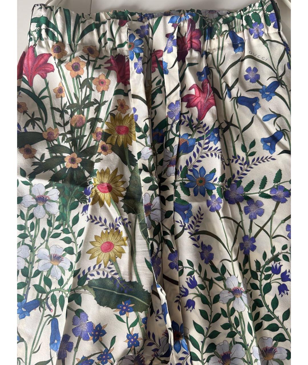 GUCCI Мульти шелковые прямые брюки, фото 7