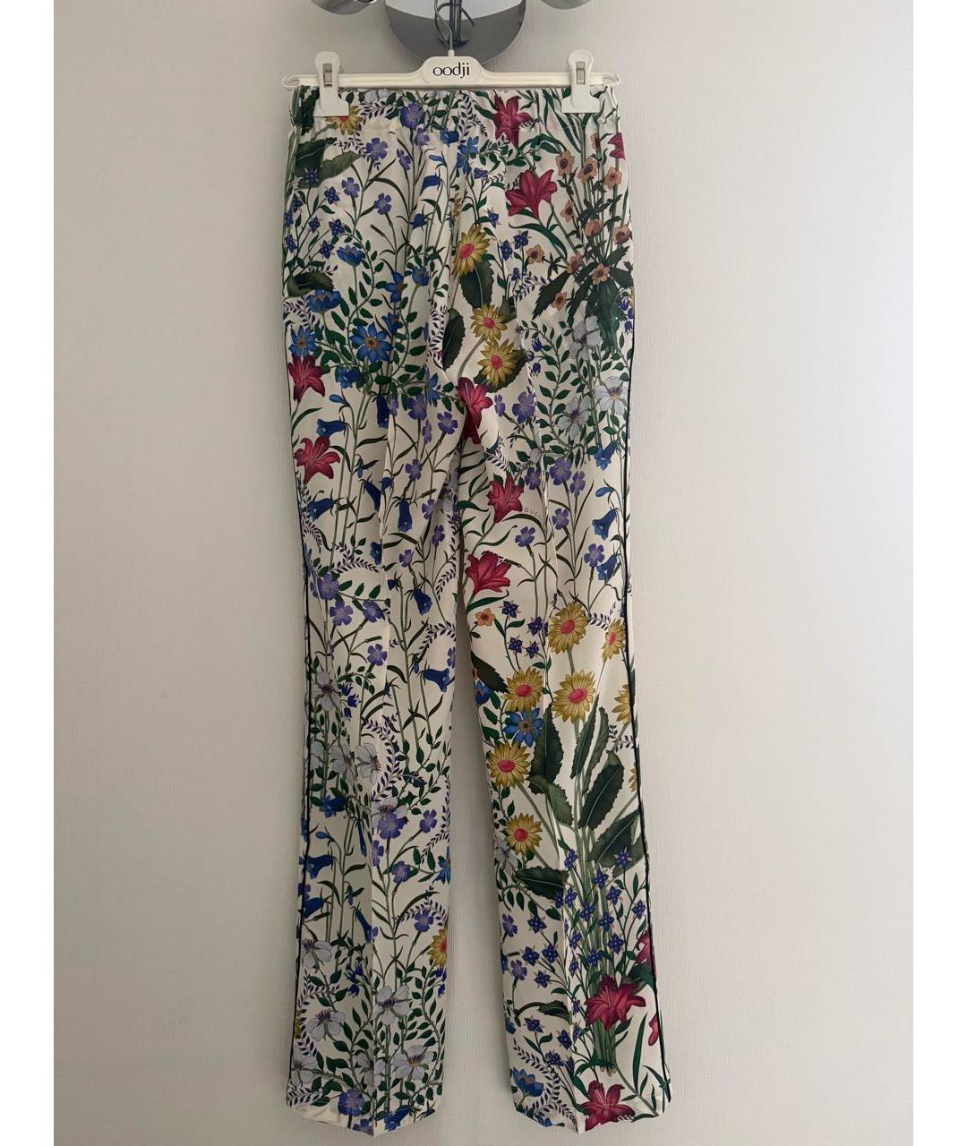 GUCCI Мульти шелковые прямые брюки, фото 2