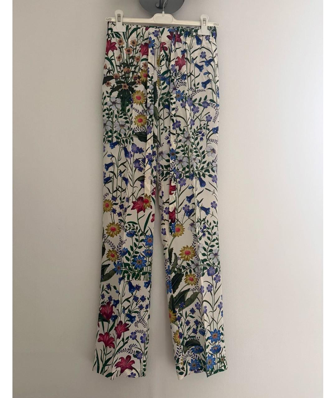 GUCCI Мульти шелковые прямые брюки, фото 9