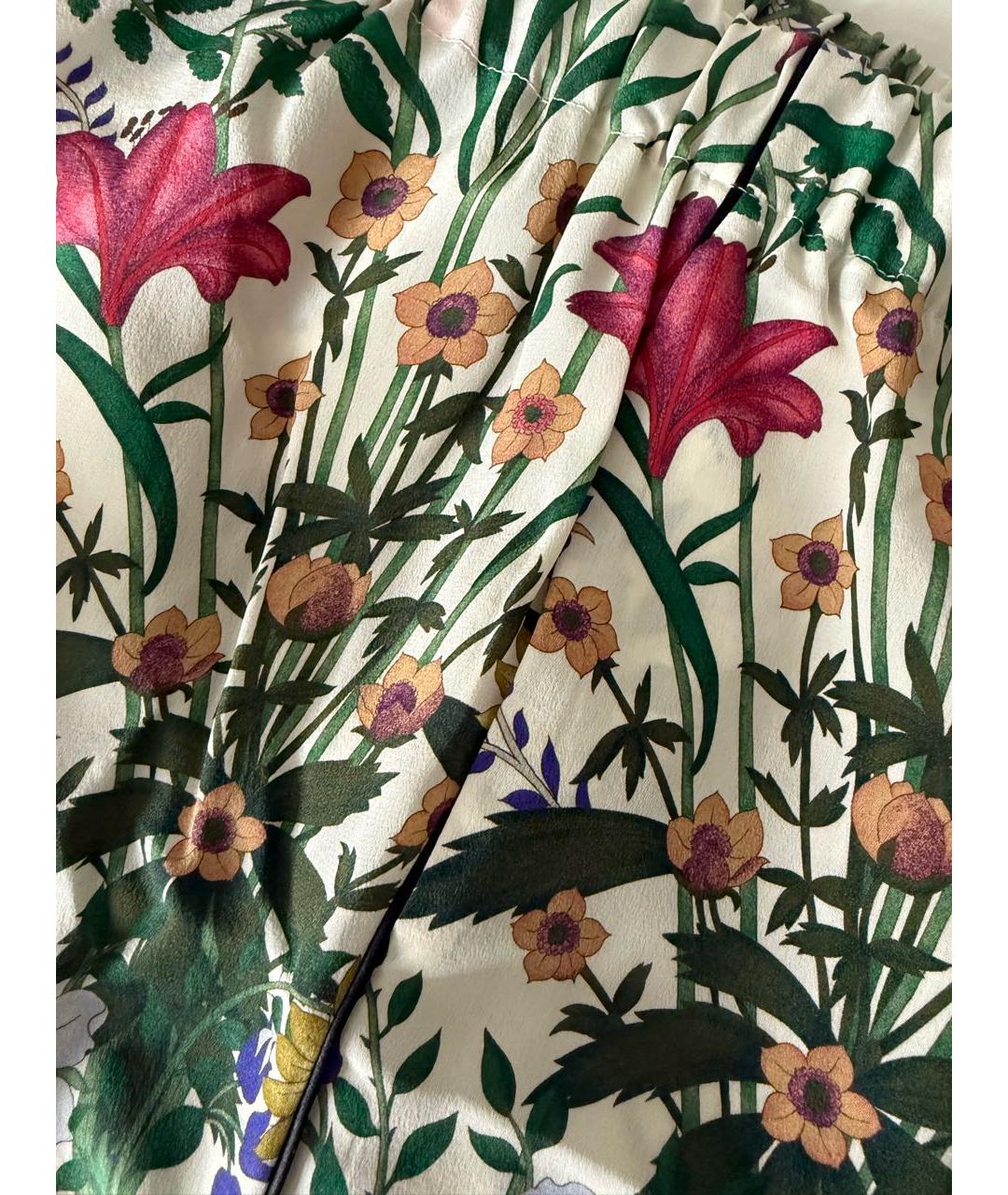 GUCCI Мульти шелковые прямые брюки, фото 5