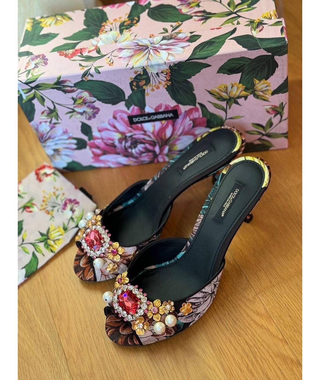 DOLCE&GABBANA Мульти текстильные мюли, фото 2