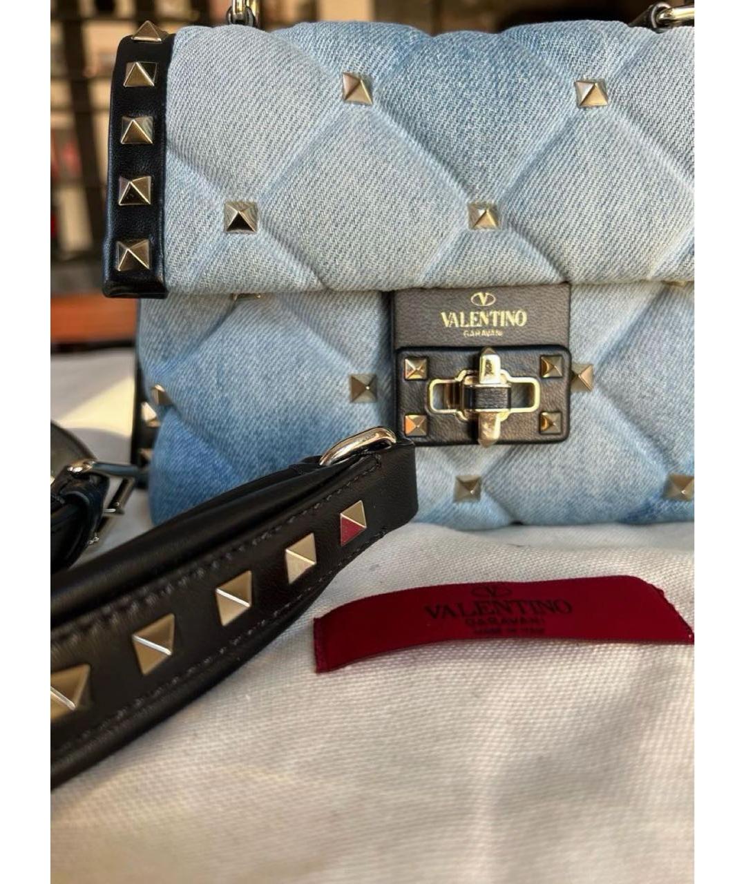 VALENTINO Голубая деним сумка с короткими ручками, фото 6