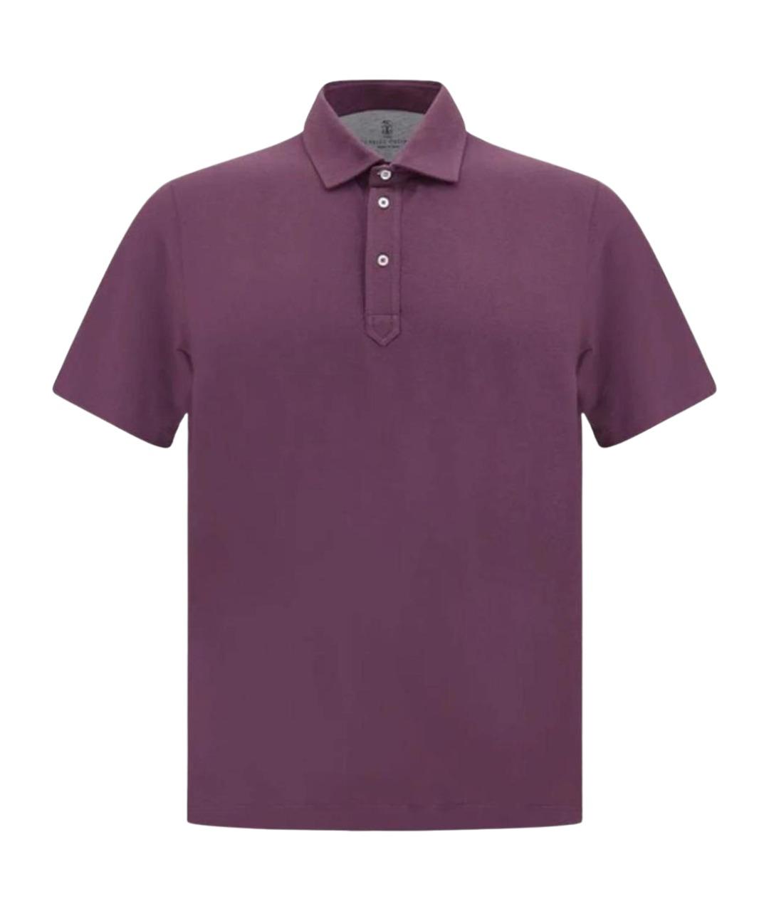 BRUNELLO CUCINELLI Бордовое хлопковое поло с коротким рукавом, фото 1