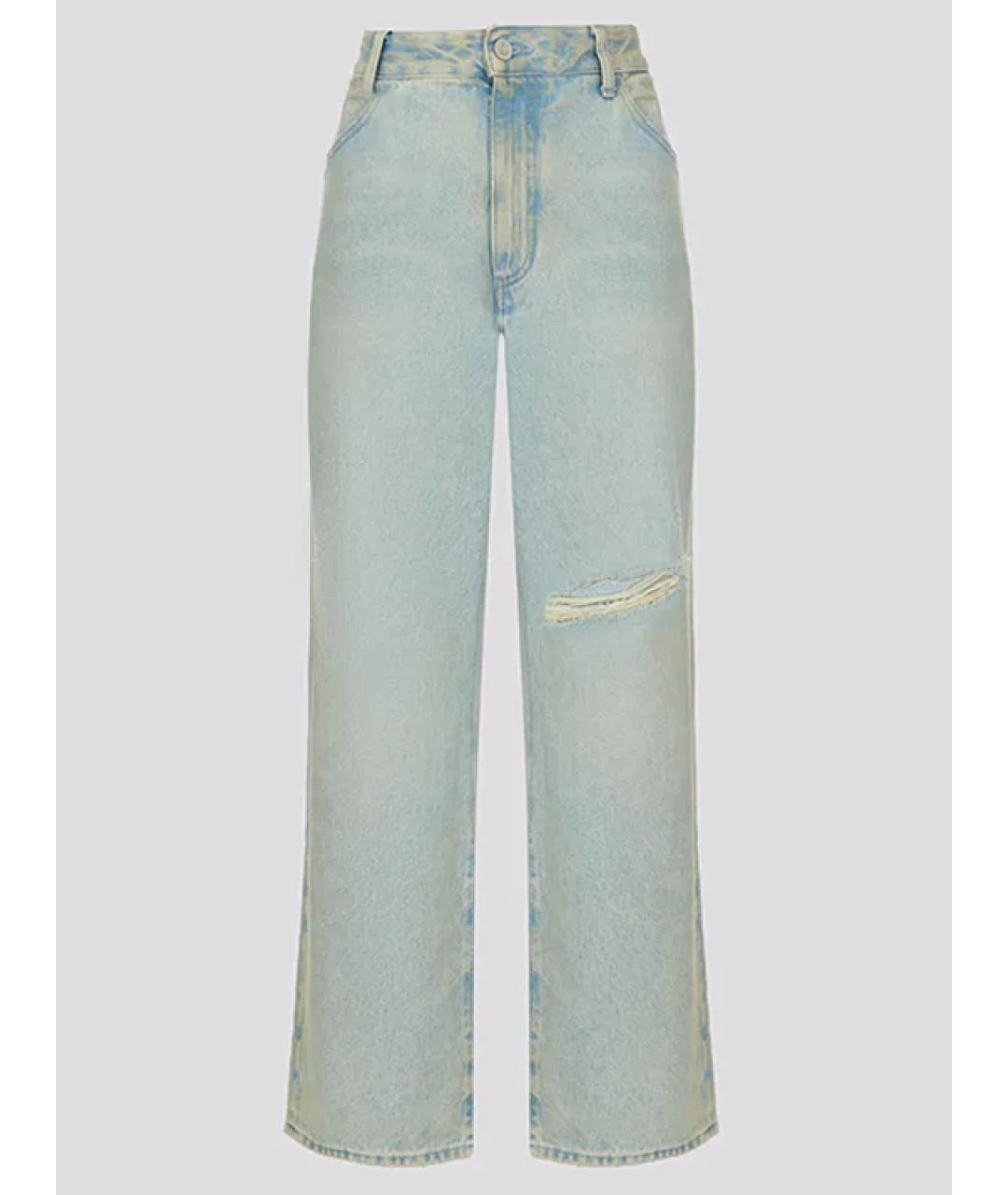 THE ATTICO Голубые хлопковые прямые джинсы, фото 3