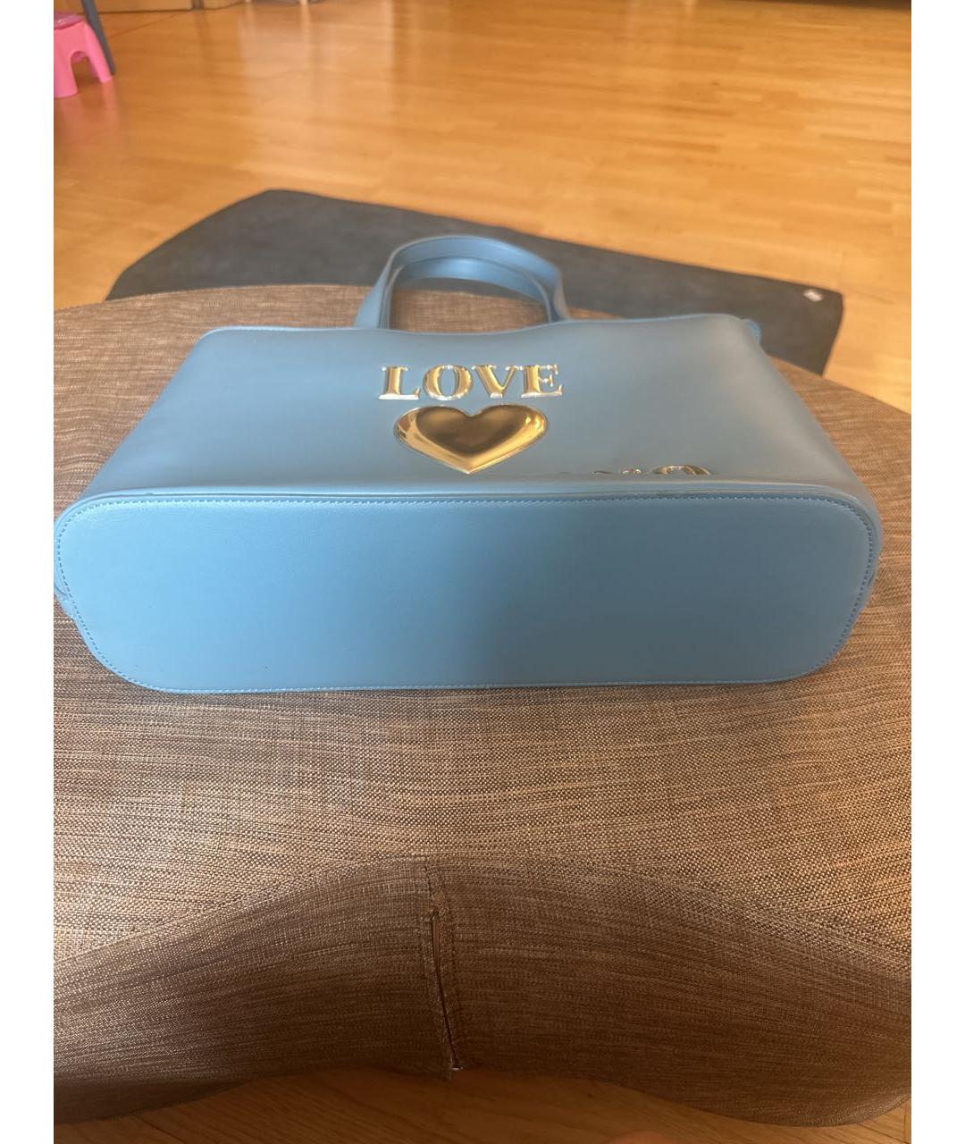 LOVE MOSCHINO Бирюзовая сумка тоут из искусственной кожи, фото 7