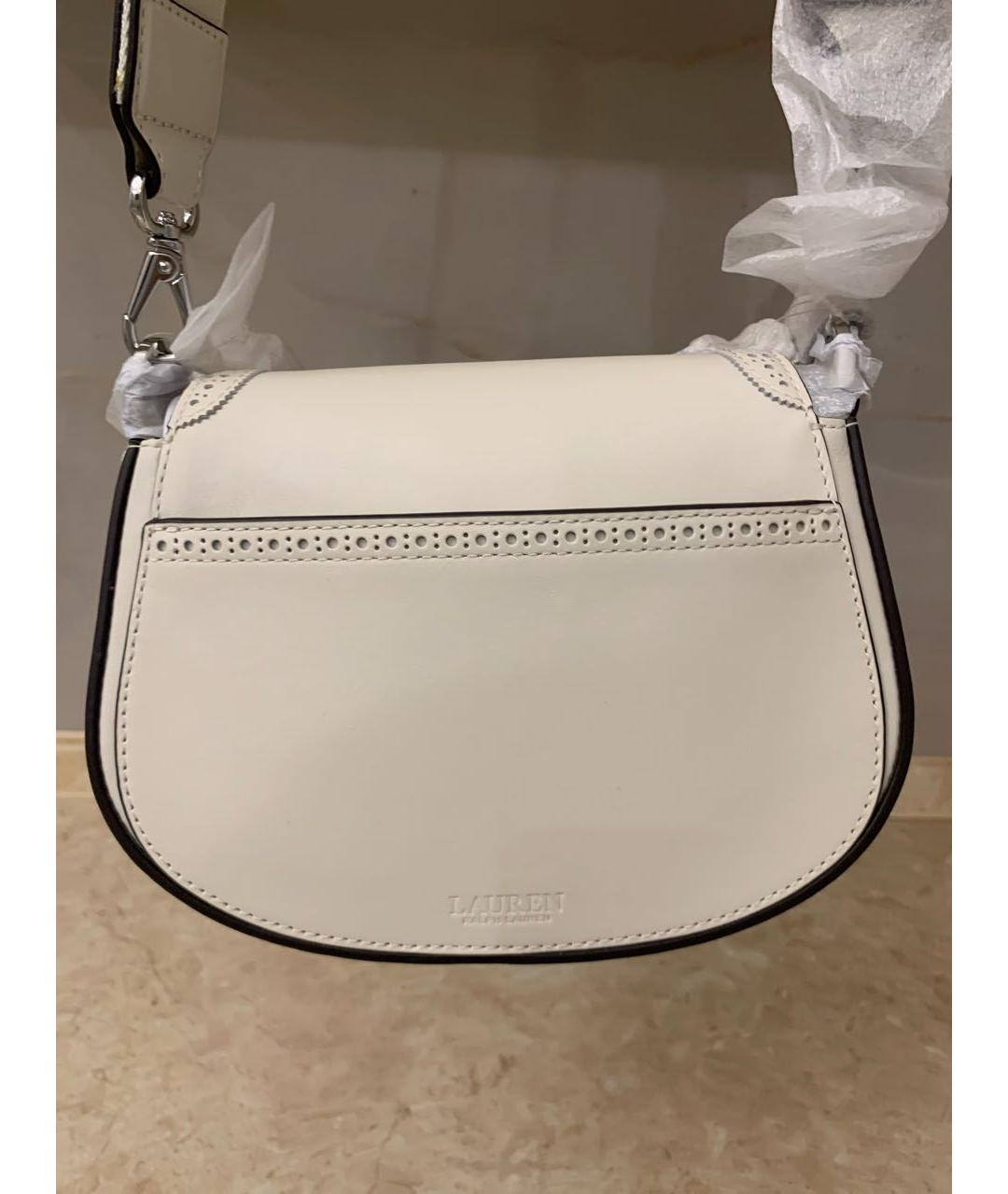 RALPH LAUREN Белая кожаная сумка через плечо, фото 7