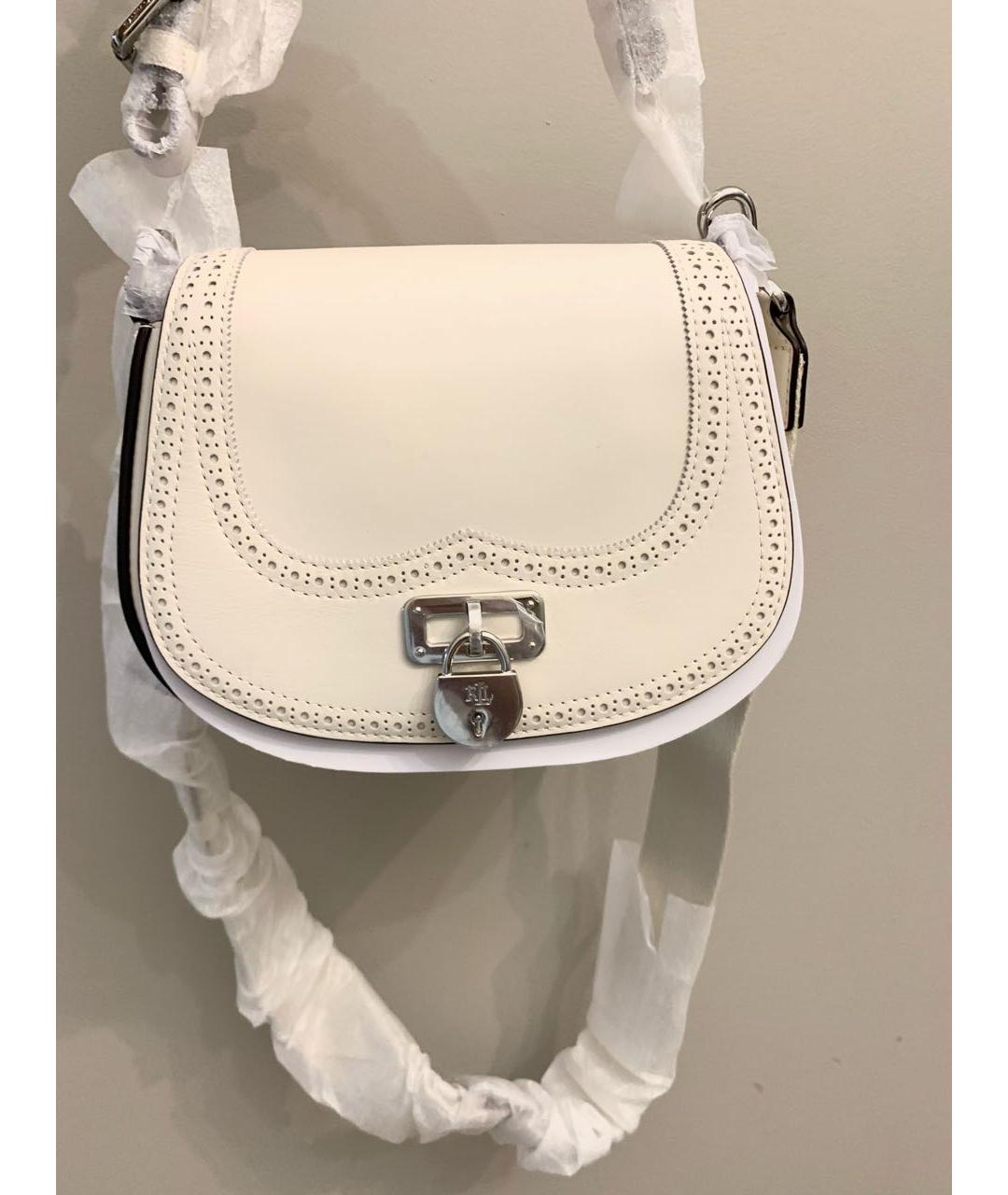 RALPH LAUREN Белая кожаная сумка через плечо, фото 6