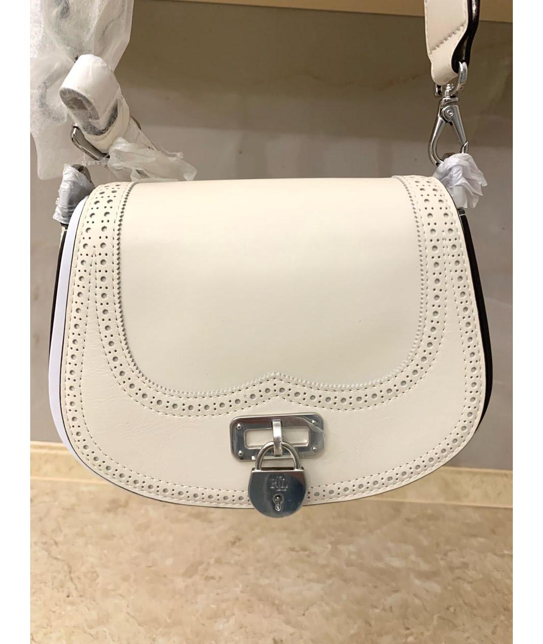 RALPH LAUREN Белая кожаная сумка через плечо, фото 2