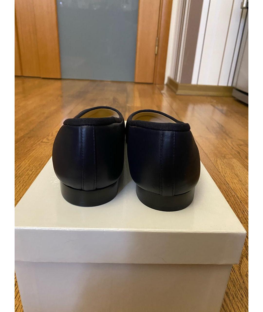 CHANEL Темно-синие кожаные балетки, фото 4