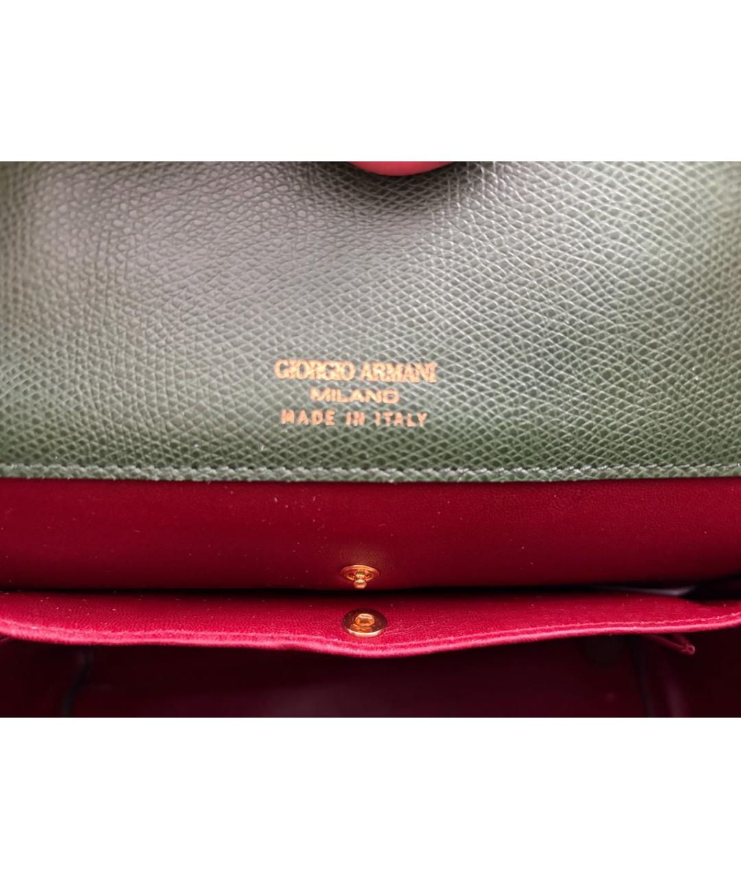 GIORGIO ARMANI Зеленая сумка с короткими ручками из экзотической кожи, фото 3