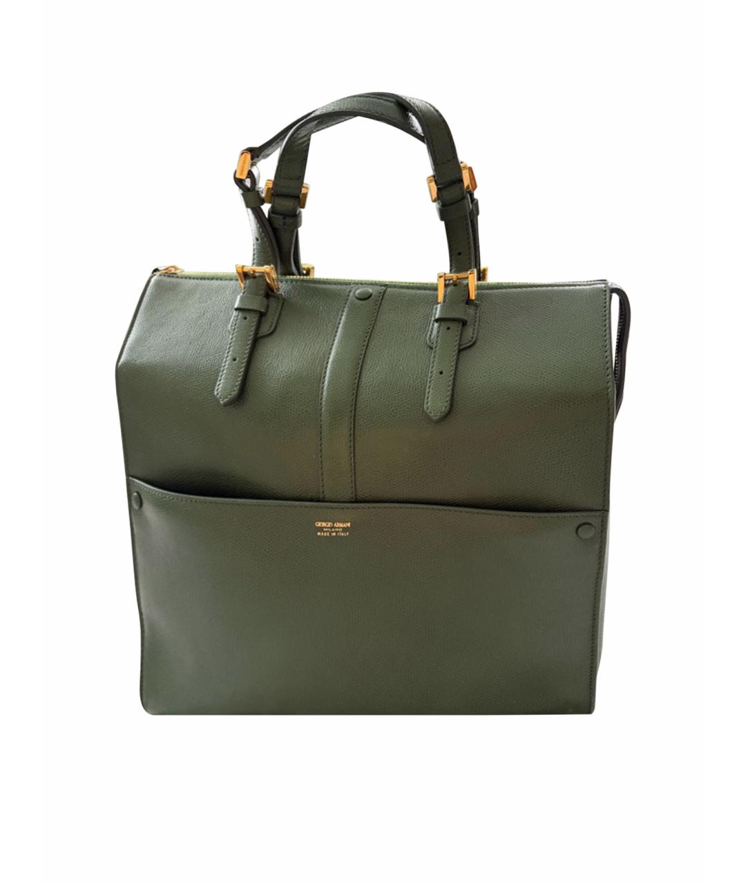 GIORGIO ARMANI Зеленая сумка с короткими ручками из экзотической кожи, фото 1