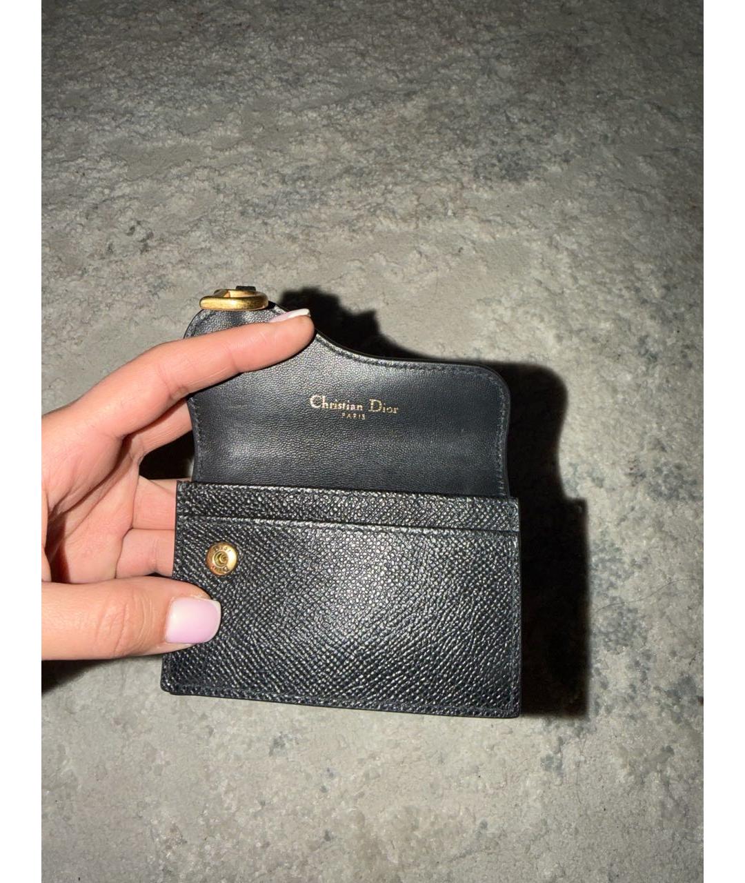 CHRISTIAN DIOR Черный кожаный кошелек, фото 4