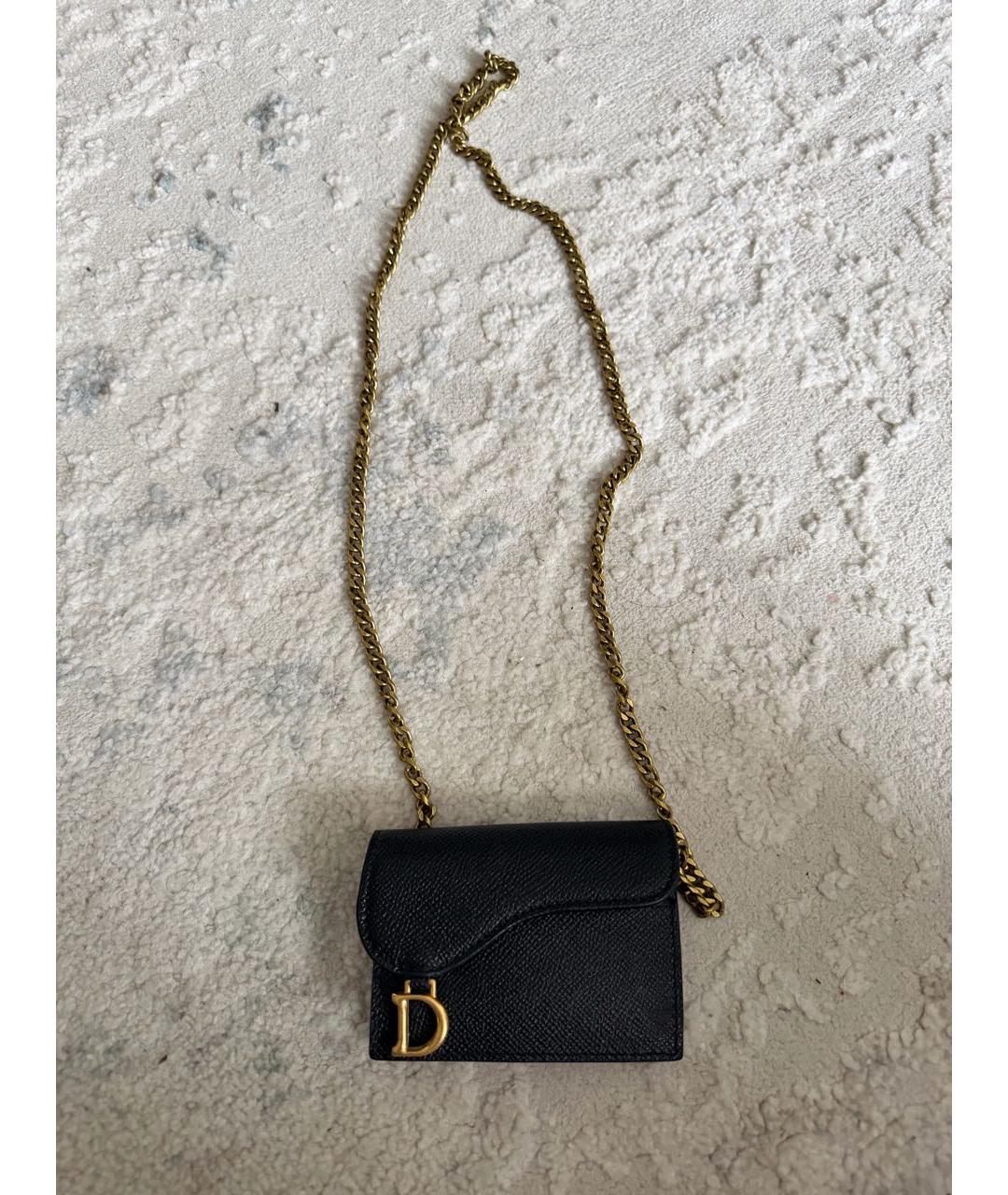 CHRISTIAN DIOR Черный кожаный кошелек, фото 2