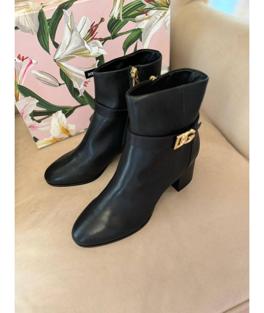 DOLCE&GABBANA Черные кожаные ботильоны, фото 2