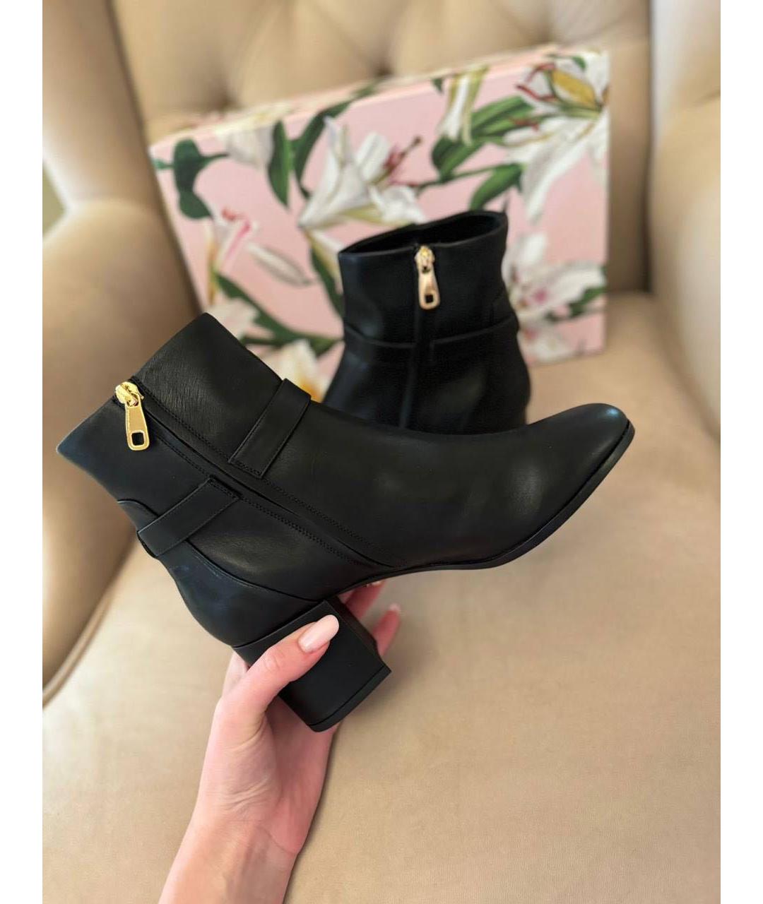 DOLCE&GABBANA Черные кожаные ботильоны, фото 3