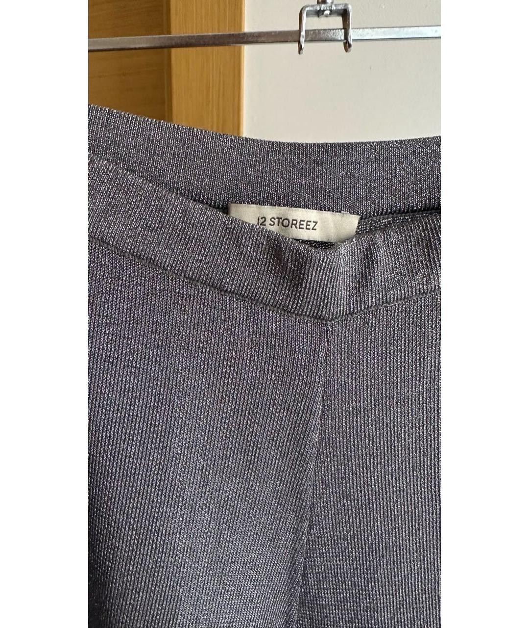 12 STOREEZ Серебряные вискозные брюки широкие, фото 3