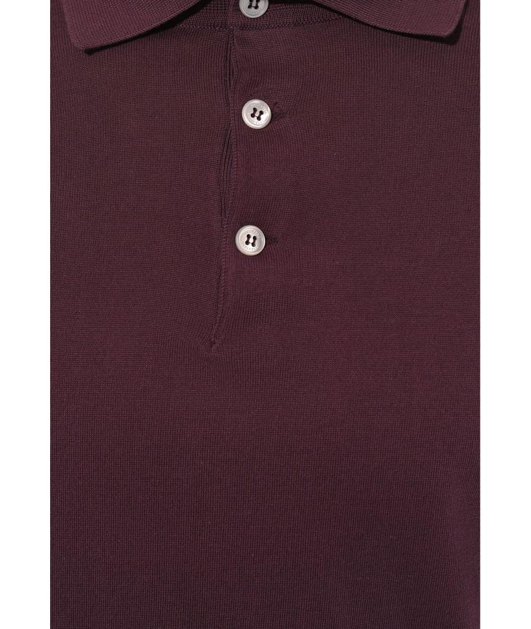 BRUNELLO CUCINELLI Бордовое хлопковое поло с коротким рукавом, фото 4