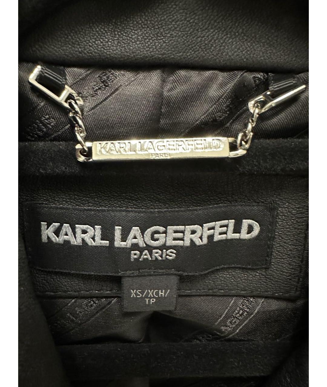 KARL LAGERFELD Черный кожаный жакет/пиджак, фото 4