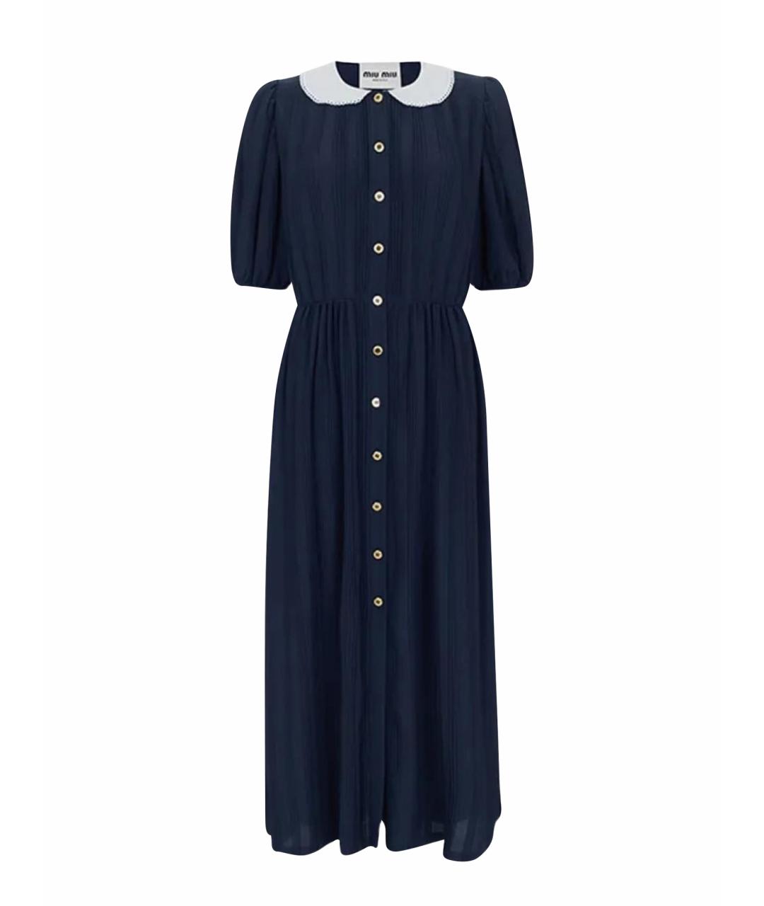 MIU MIU Синее полиэстеровое повседневное платье, фото 1