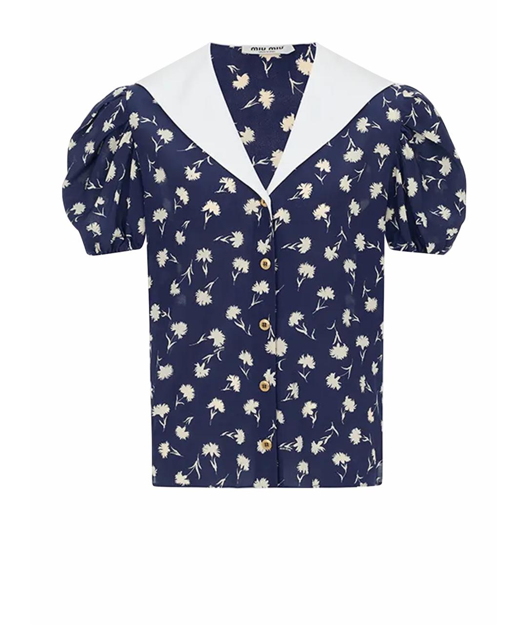 MIU MIU Синяя шелковая блузы, фото 1