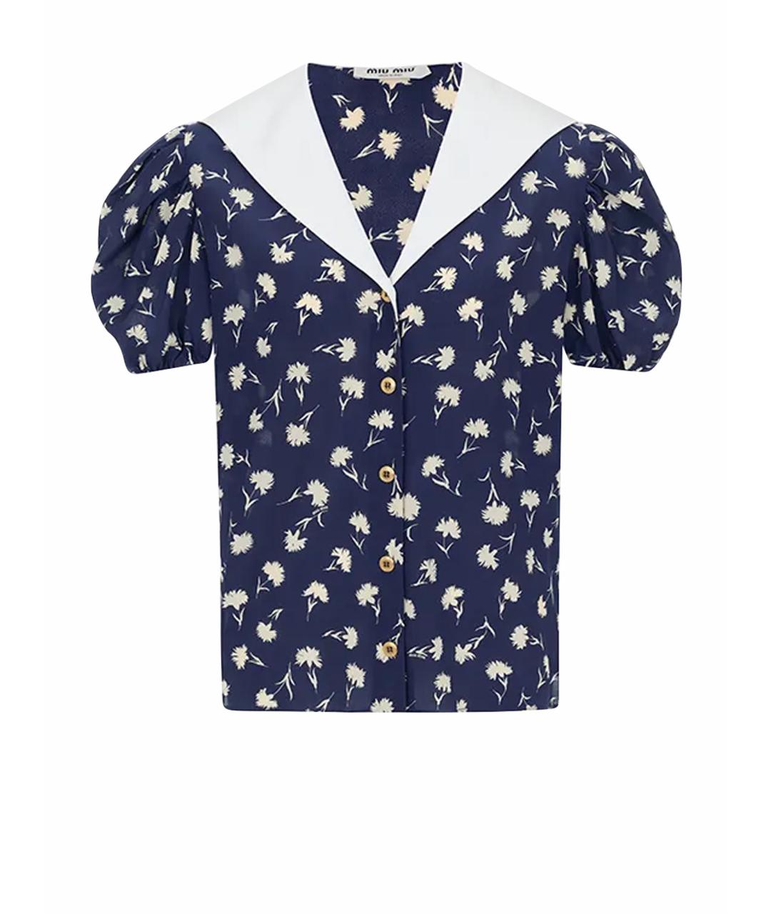 MIU MIU Синяя шелковая блузы, фото 3