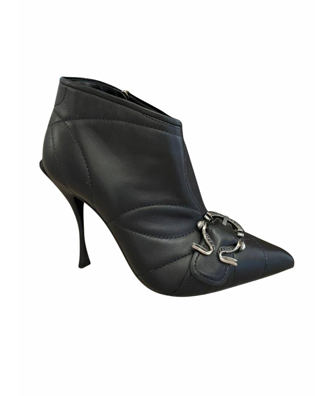 DOLCE&GABBANA Черные кожаные ботильоны, фото 1