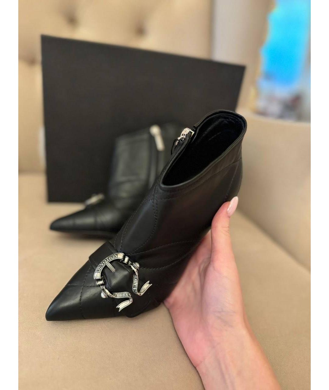 DOLCE&GABBANA Черные кожаные ботильоны, фото 2