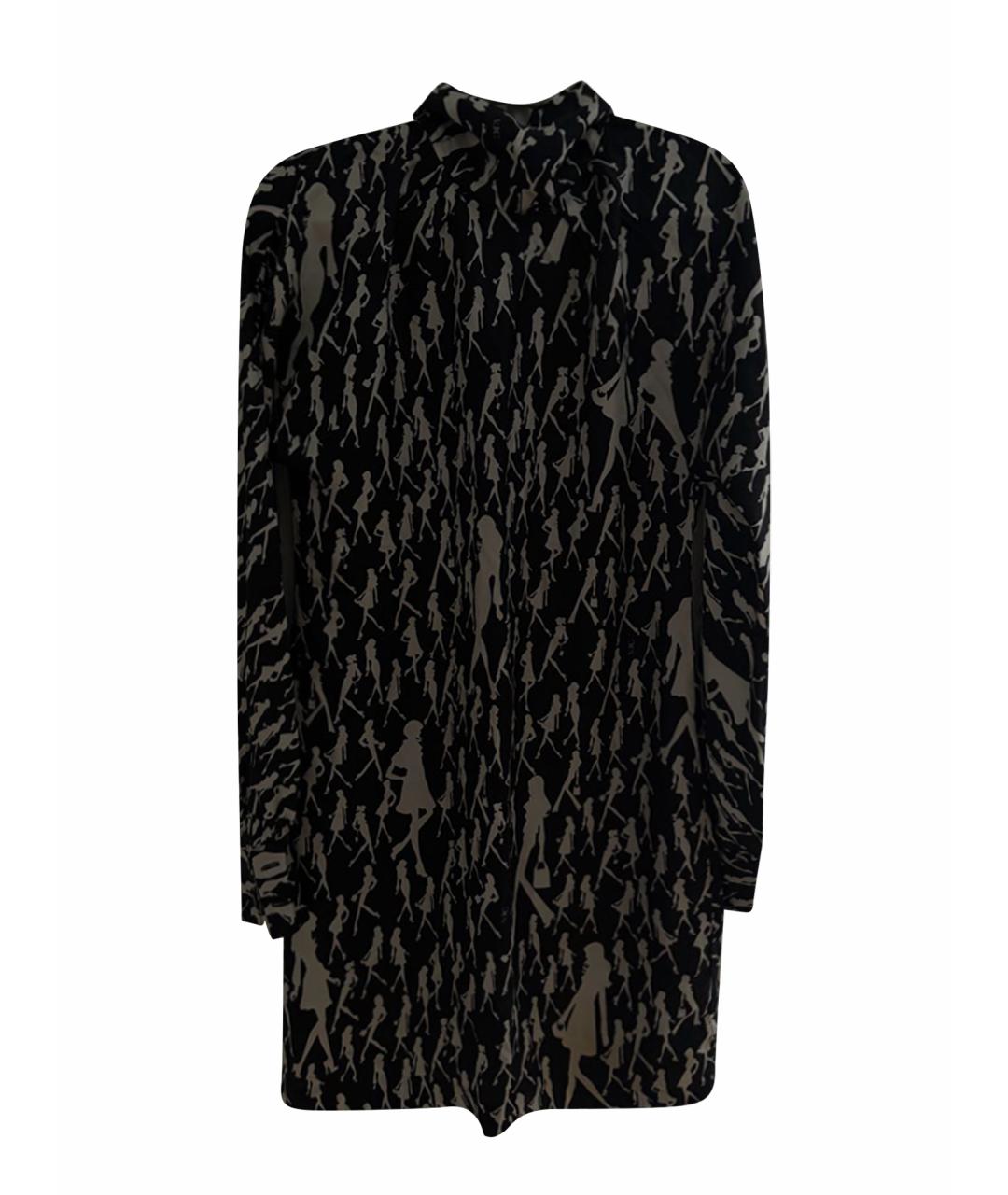 VERSACE Черное хлопко-эластановое коктейльное платье, фото 1