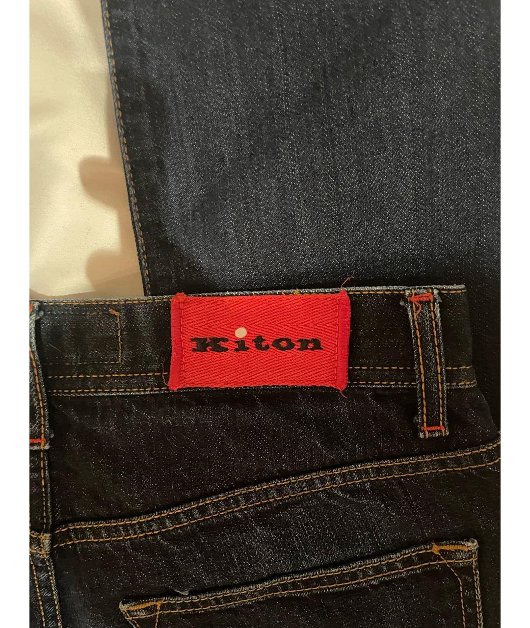 KITON Темно-синие хлопковые прямые джинсы, фото 6