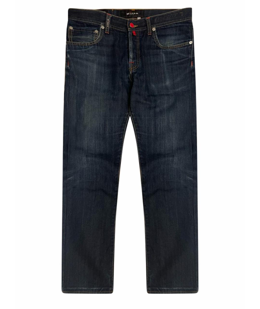 KITON Темно-синие хлопковые прямые джинсы, фото 1
