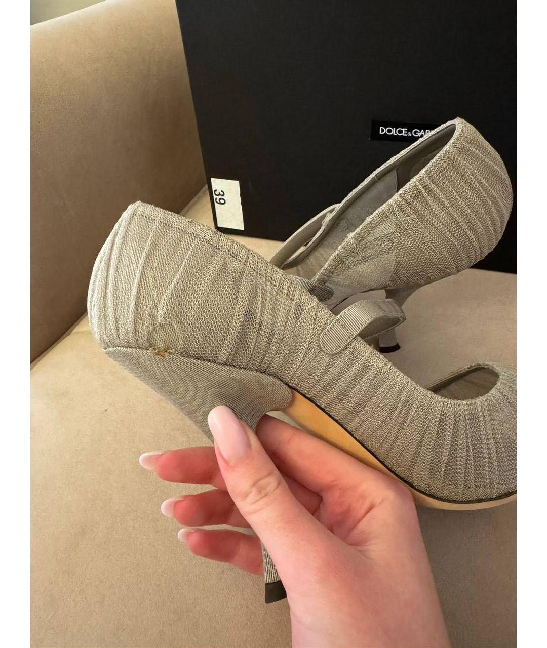 DOLCE&GABBANA Серые текстильные туфли, фото 2