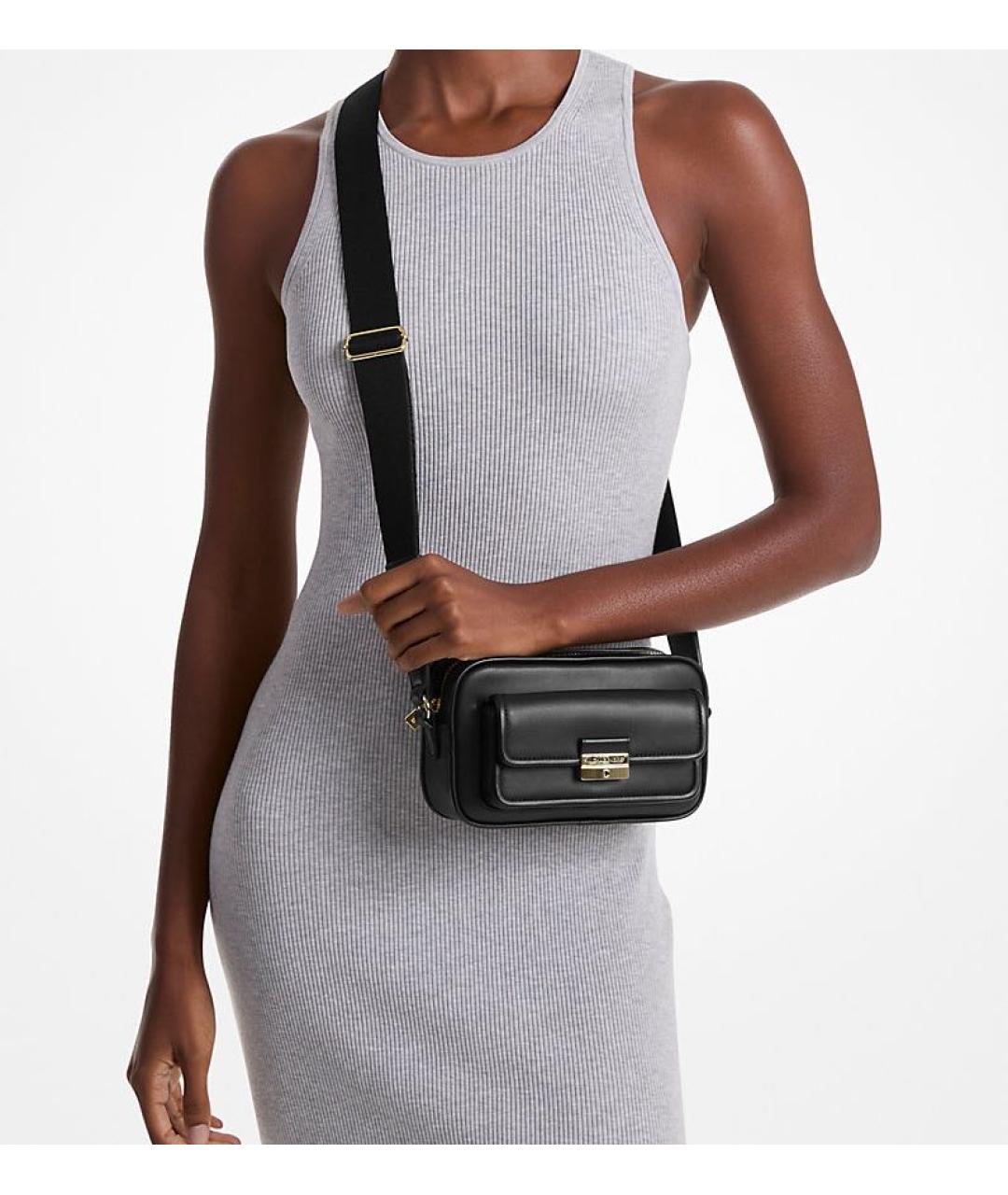 MICHAEL KORS Черная кожаная сумка через плечо, фото 2