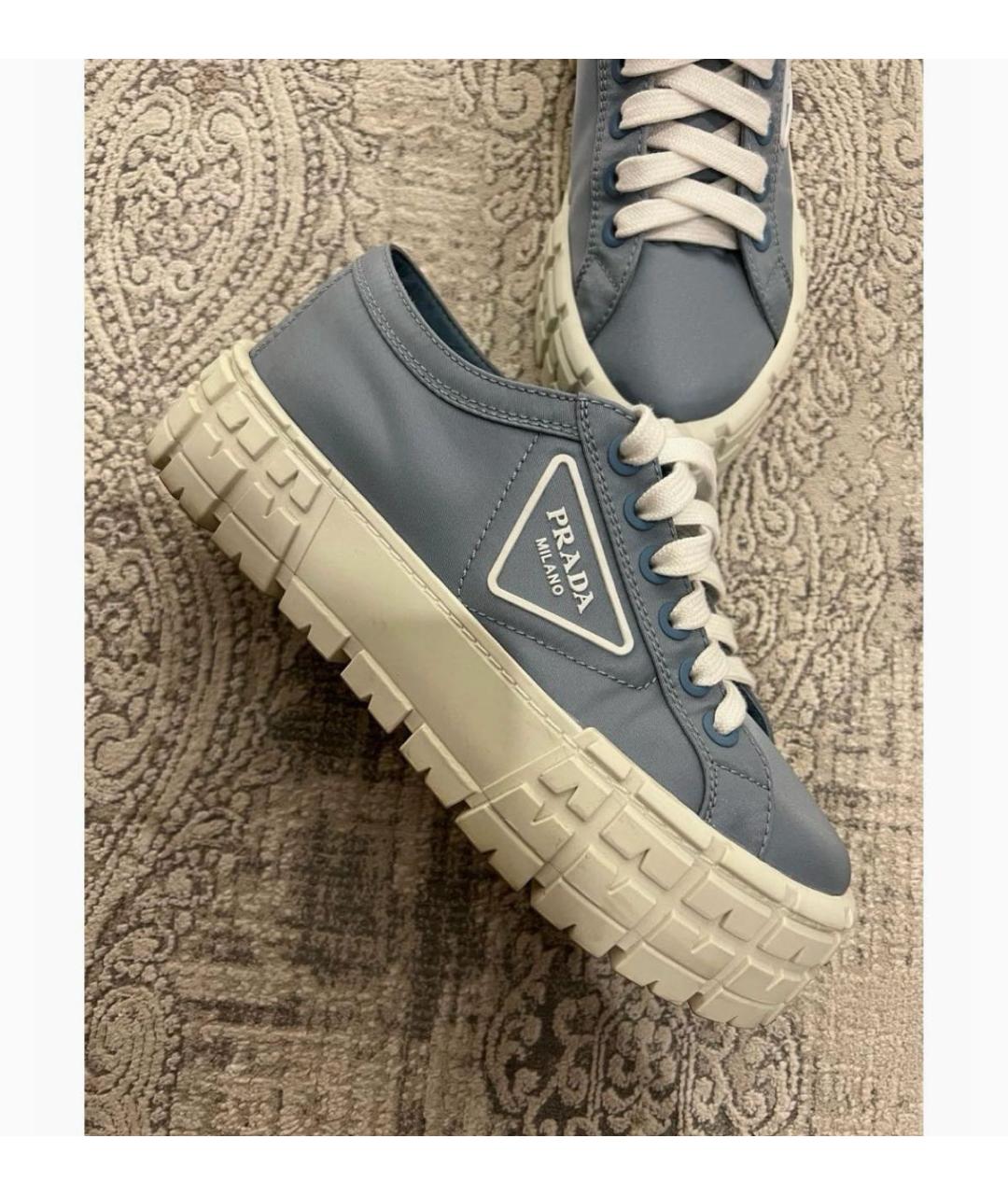 PRADA Голубые текстильные кеды, фото 4