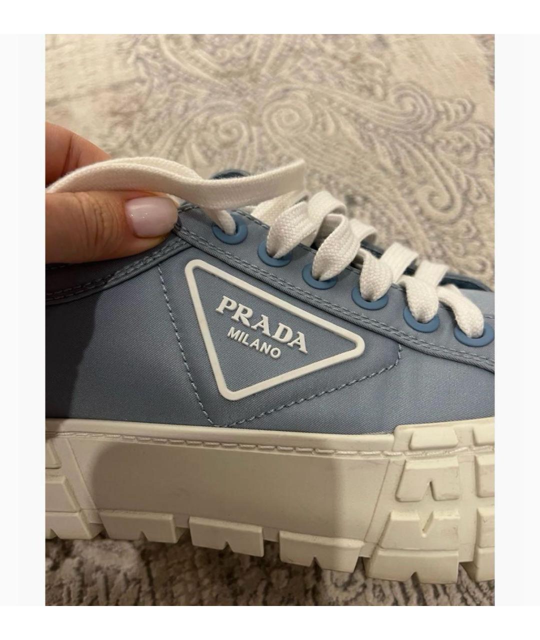 PRADA Голубые текстильные кеды, фото 5