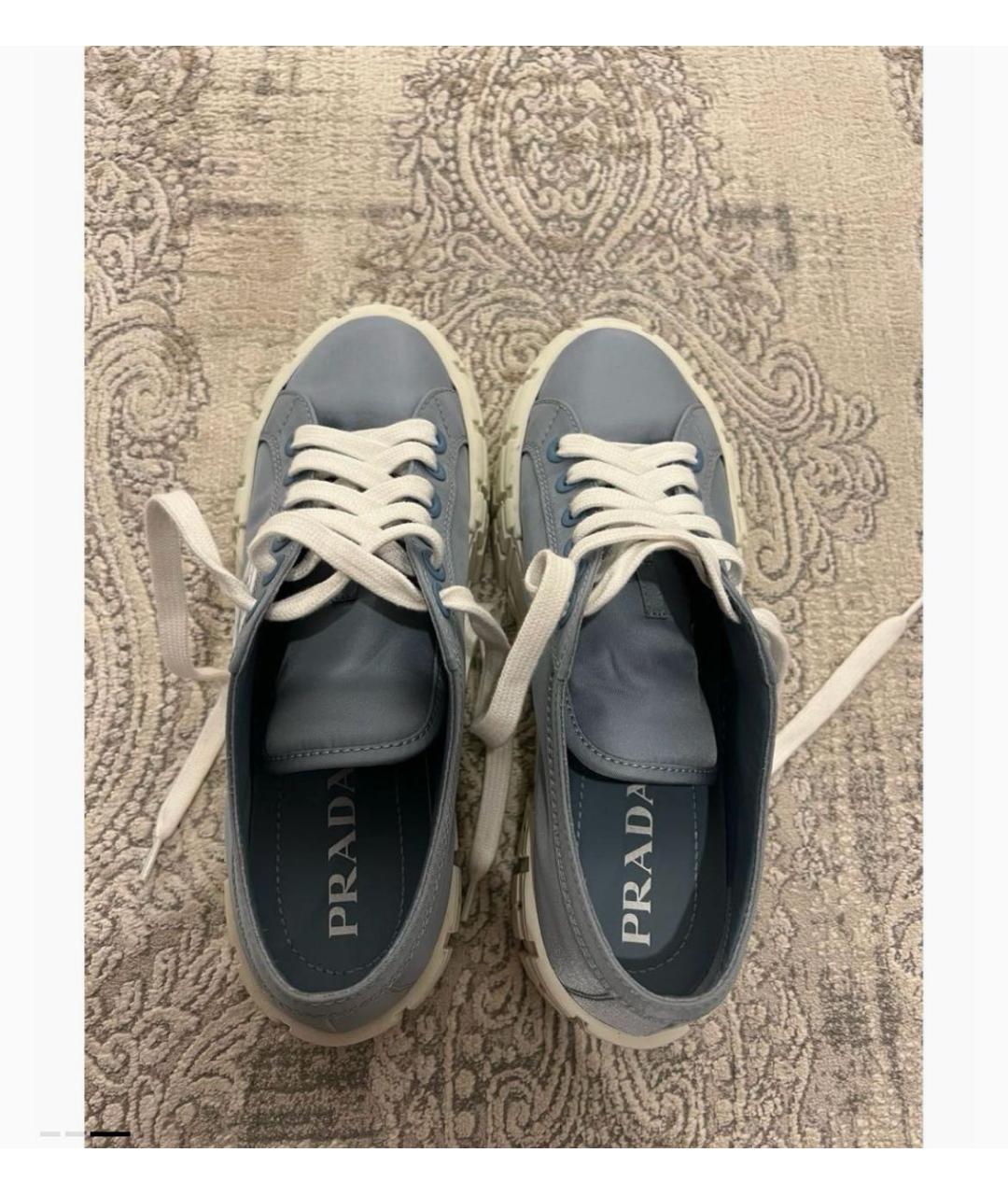 PRADA Голубые текстильные кеды, фото 3