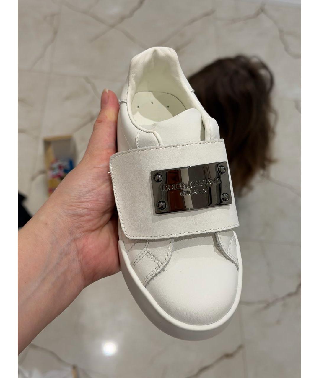 DOLCE & GABBANA KIDS Белые кожаные кеды, фото 7