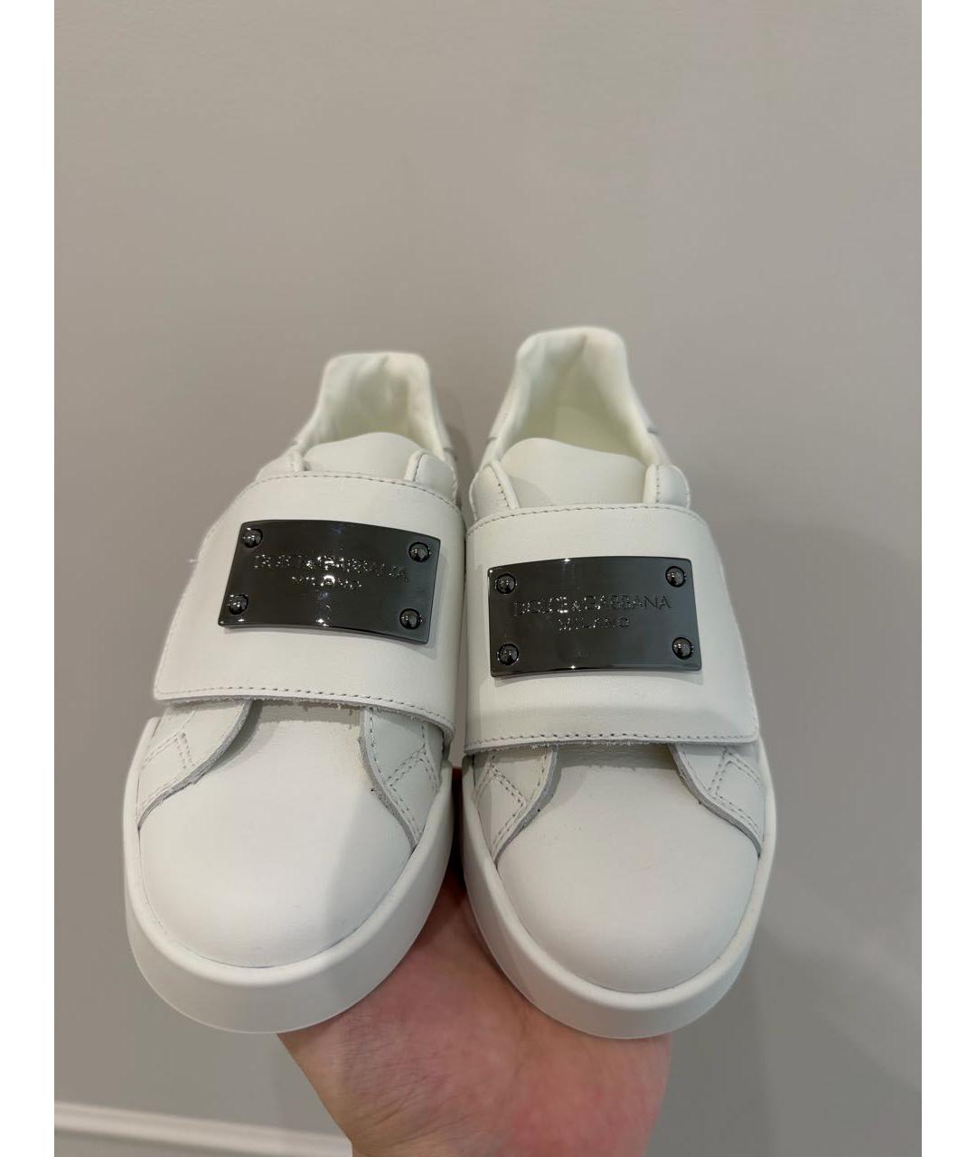 DOLCE & GABBANA KIDS Белые кожаные кеды, фото 2