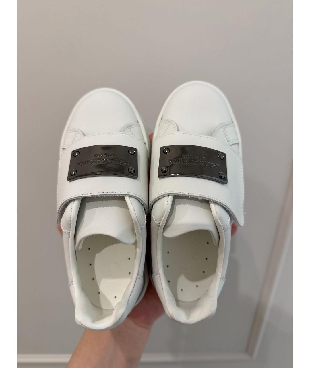 DOLCE & GABBANA KIDS Белые кожаные кеды, фото 3