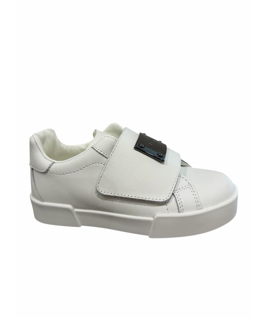 DOLCE & GABBANA KIDS Белые кожаные кеды, фото 1