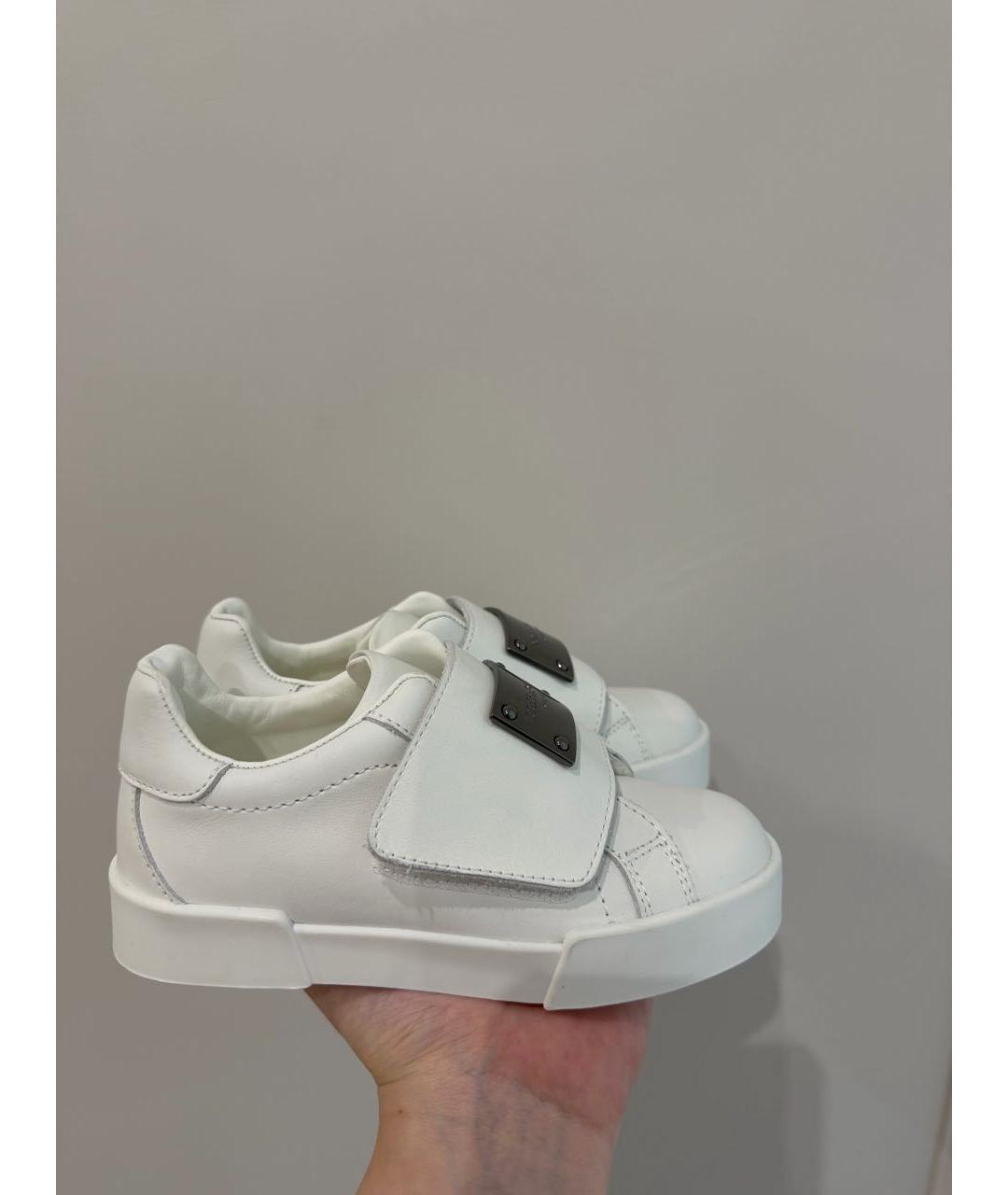 DOLCE & GABBANA KIDS Белые кожаные кеды, фото 5