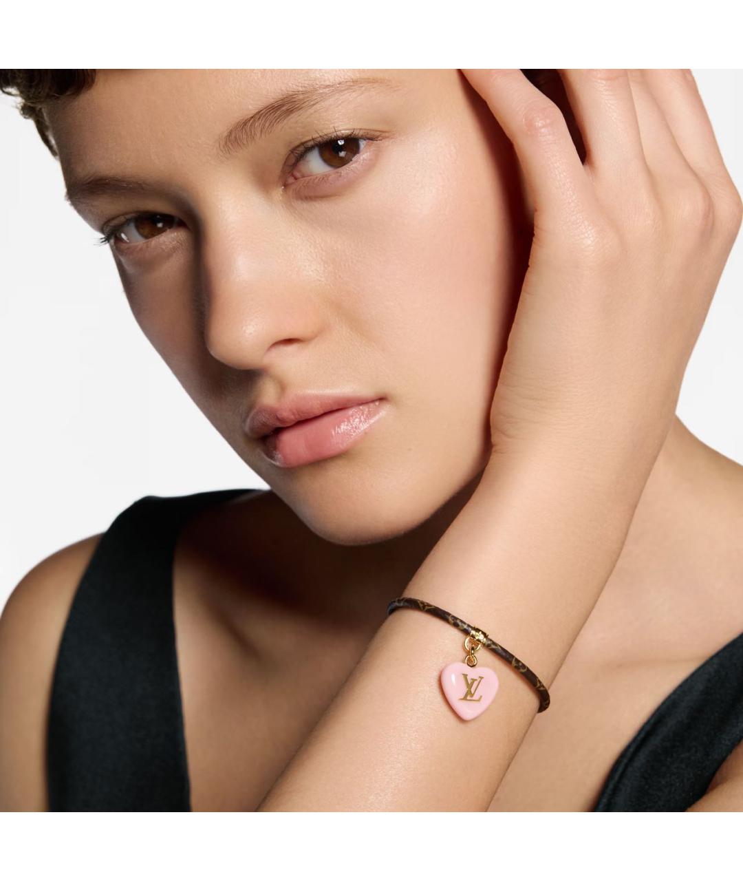 LOUIS VUITTON Розовый кожаный браслет, фото 7
