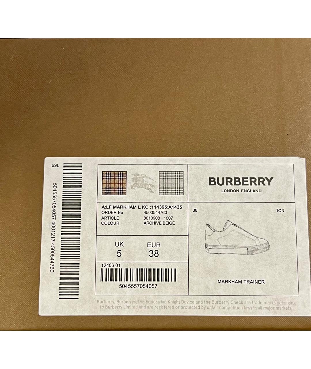 BURBERRY Бежевые слипоны, фото 7