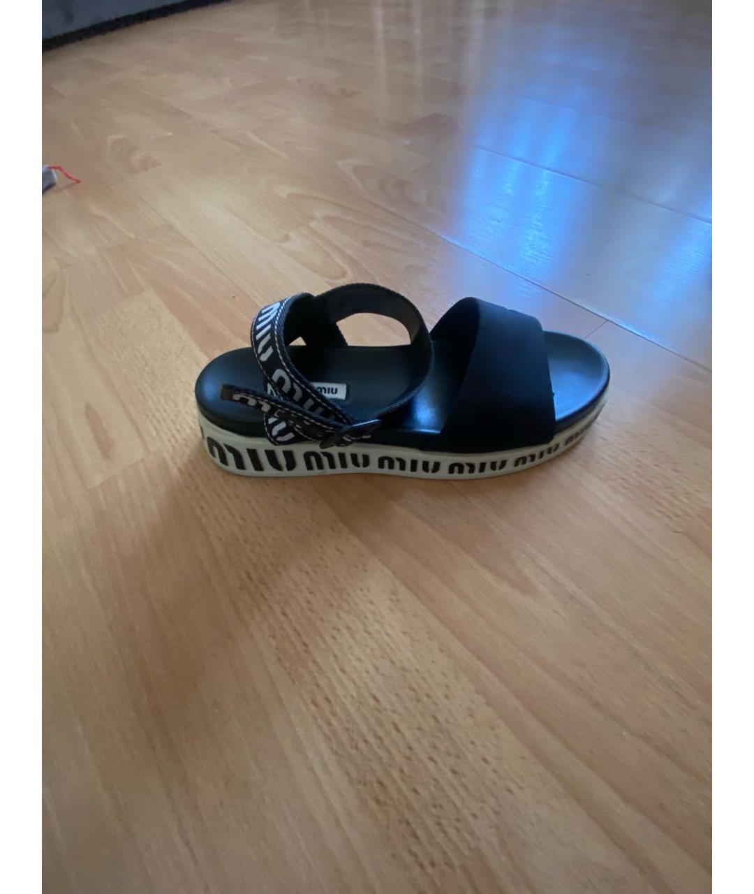MIU MIU Черные кожаные сандалии, фото 6