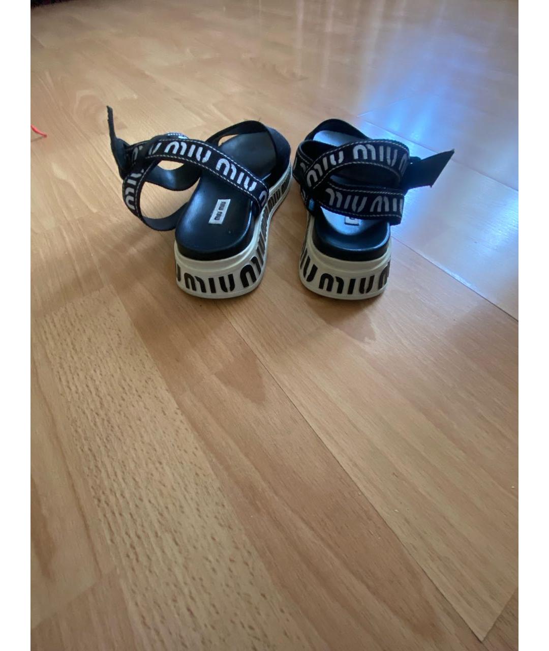 MIU MIU Черные кожаные сандалии, фото 4