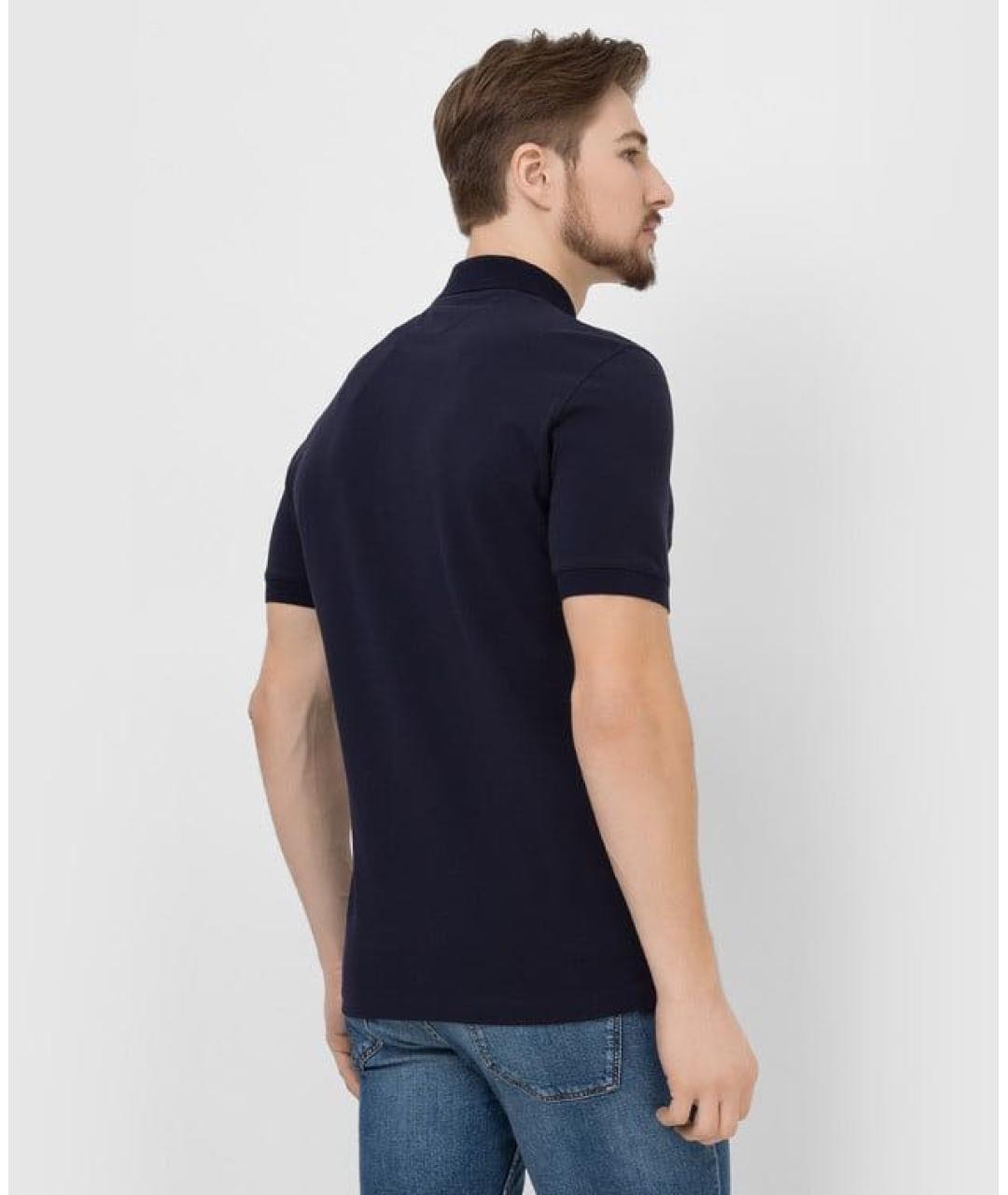 BRUNELLO CUCINELLI Темно-синее хлопковое поло с коротким рукавом, фото 3