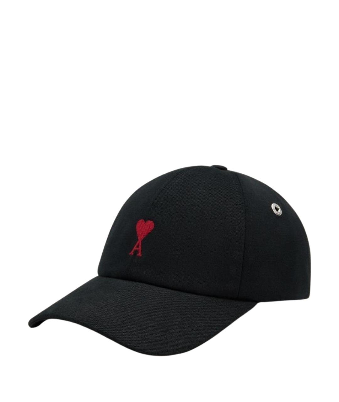 Ami Paris Черная хлопковая кепка/бейсболка, фото 1