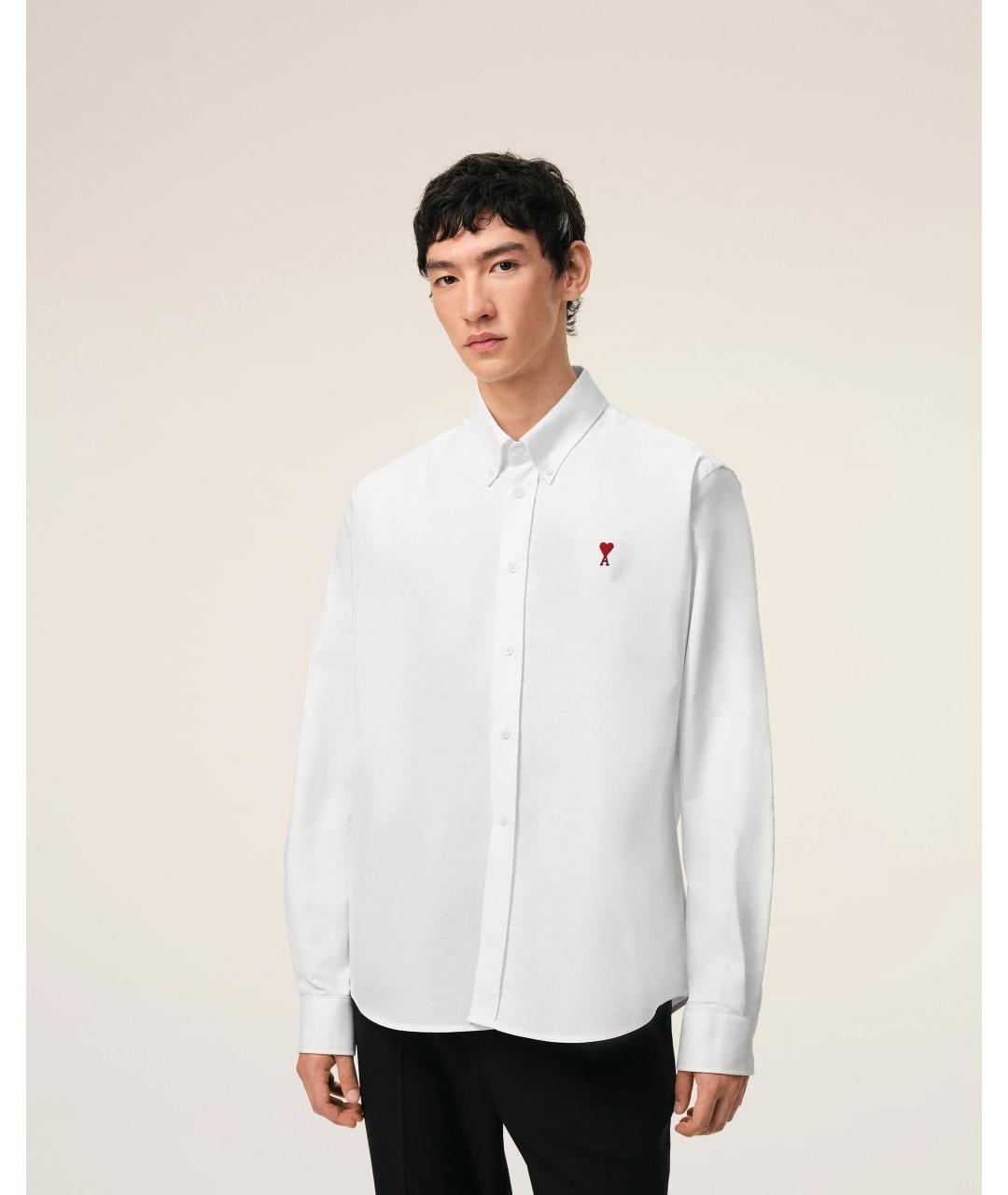 Ami Paris Белая хлопковая кэжуал рубашка, фото 3