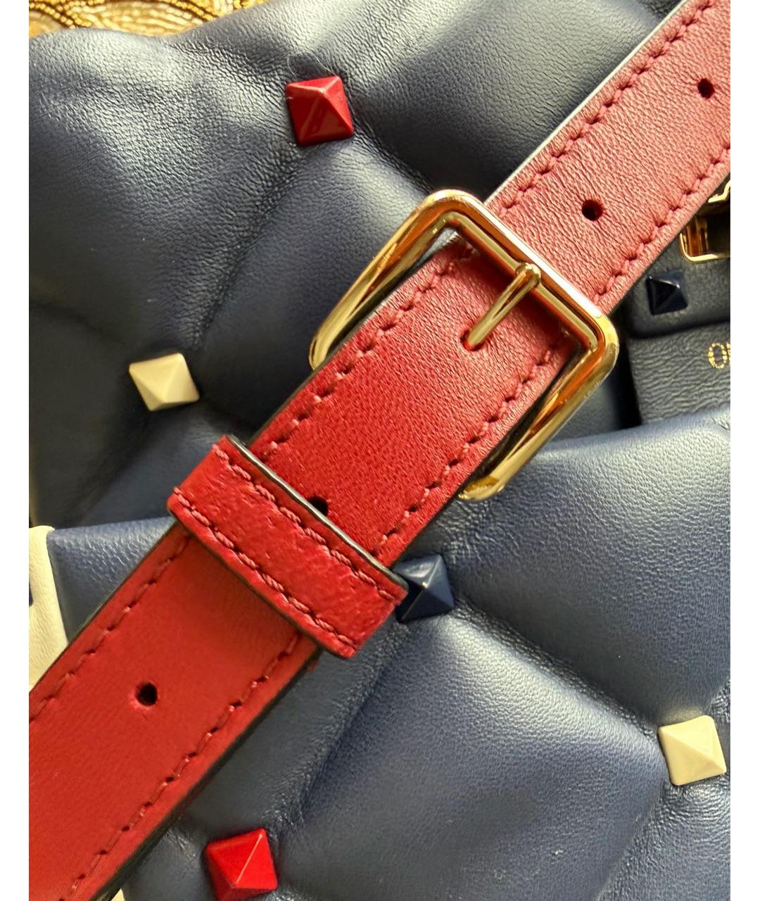 VALENTINO Темно-синяя кожаная сумка с короткими ручками, фото 6