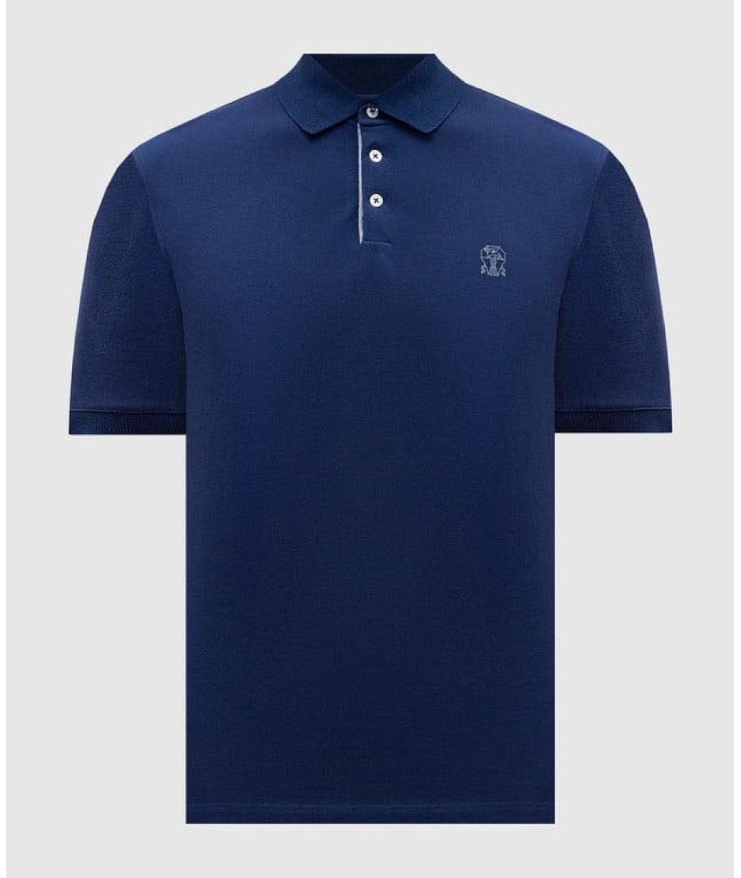 BRUNELLO CUCINELLI Синее поло с коротким рукавом, фото 5